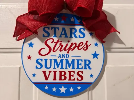 Stars, Stripes & Summer Vibes Door Sign