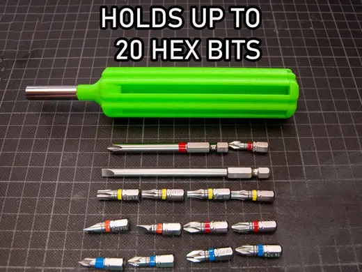 EDC Screwdriver with storage for 20 hex bits