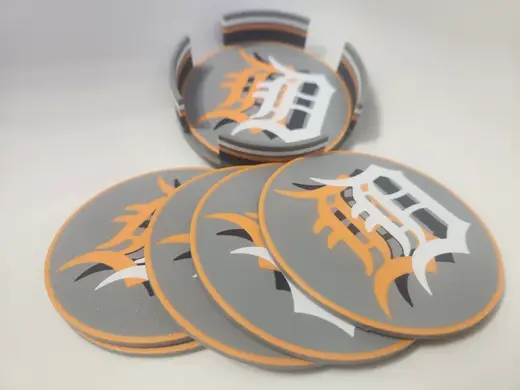 Detroit Tigers OLD English D coasters and caddy