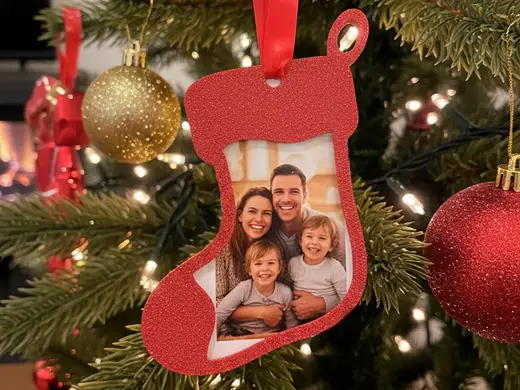 Christmas Stocking Photo Frame Ornament – Snap-Fit