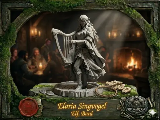 female Elf Bard miniature Version 2