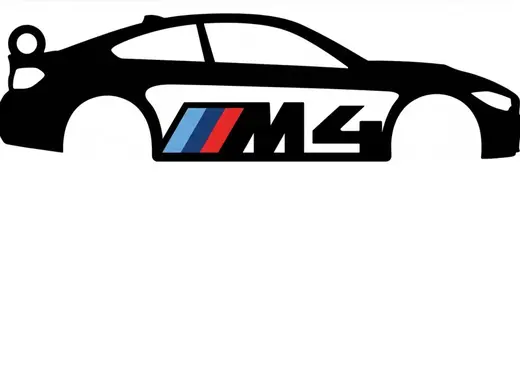 BMW M4 Silhouette Keychain (Multicolor M-Logo)