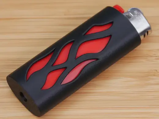 Flame Cutout Grip Click Slim Bic Lighter Sleeve