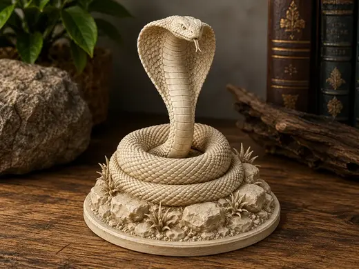 King Cobra on Rocky Base – Realistic Snake Statue