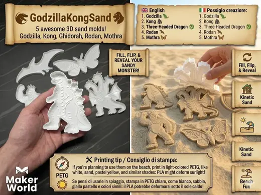 GodzillaKongSand - 5 Monster Sand Molds