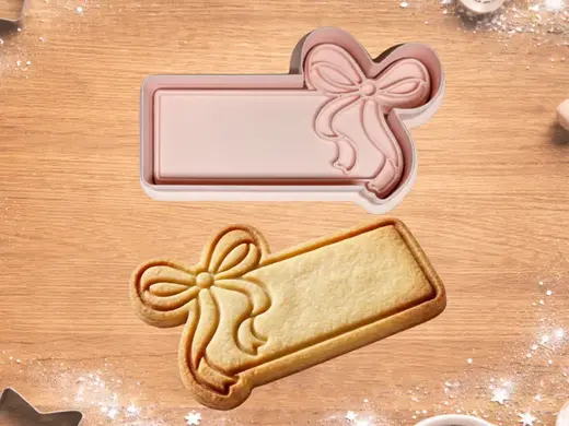 Rectangular Bow Plaque Cookie Cutter with Stamp