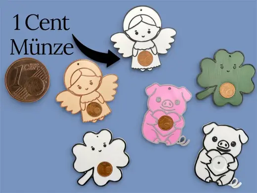 Neujahr Glücksanhänger 1 Cent Münze für Silvester