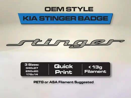 OEM-Style Kia Stinger Script Badge