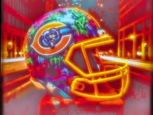 Chicago Bears Graffiti Helmet Litho