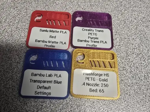 Filament Swatch - Label, Test Transparency/Lines