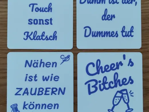 Untersetzer mit Spruch - Nähen - Glasuntersetzer