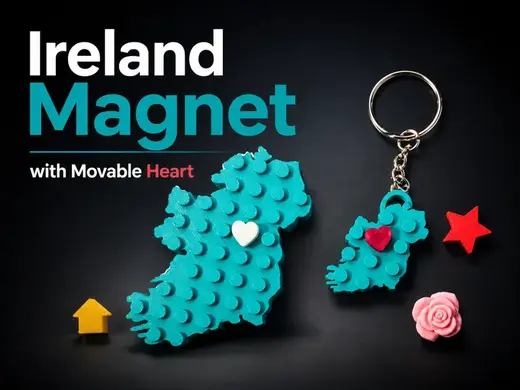 Ireland Brick magnet with movable heart +keychain