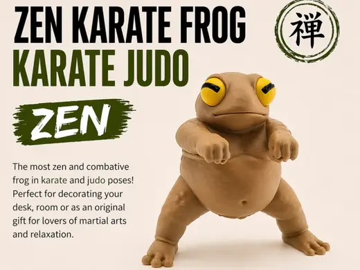 Zen Karate judo Frog Cute kawaii Pose Desk Decor