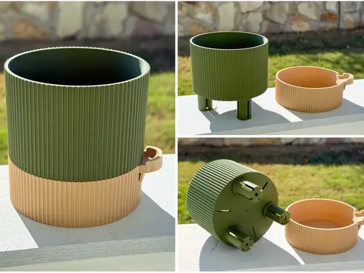 Round Self-Watering Planter Ribbed (Small)