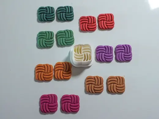 Square Ornamental Polymer Clay Cutter Earrings
