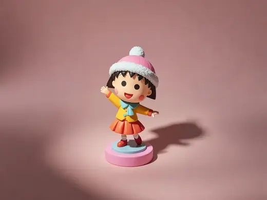 戴帽子的樱桃小丸子-可爱动漫Q版玩具手办摆件