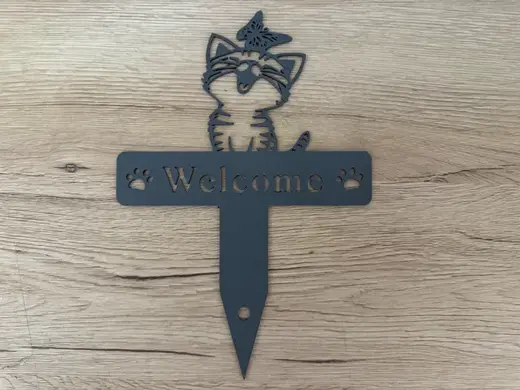 Katze Willkommen Schild Deko Garten