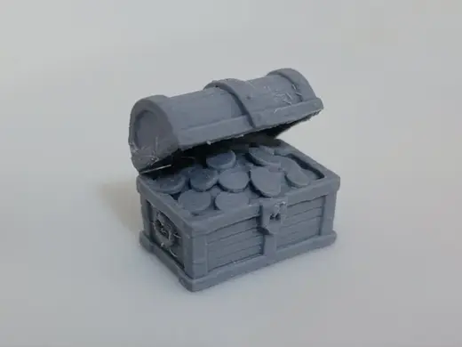 Table Top DND RPG Treasure Prop Open Chest Coins