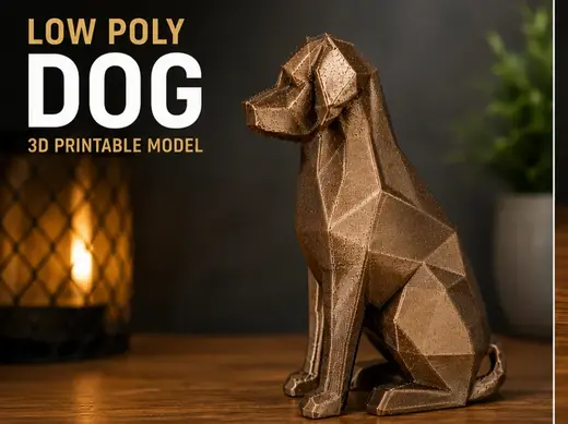 Low Poly Dog Sculpture | Modern Geometric Dog