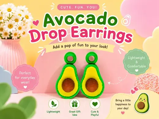 Cute Avocado Drop Earrings - Fun Food Jewelry