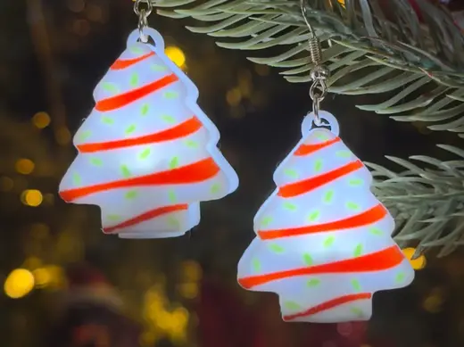 Little Debbie LIGHT UP Christmas cake Earrings