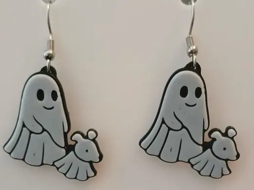Walking Ghost Dog Earring Keychain No AMS Needed