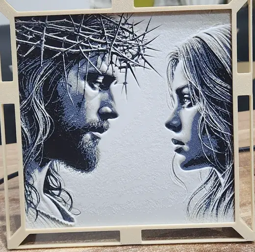 Jesus looks at Mary Magdalene Hueforge 150x150