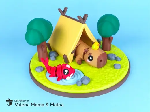 Diorama for Cute Flexi Animals, Capybara Edition