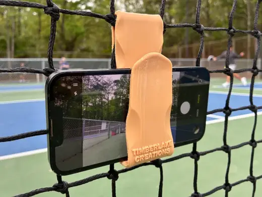 Phone Flip-Clip, Reversible Fence/Net Phone Mount
