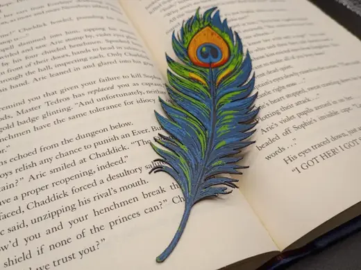 Peacock Feather Bookmark or Decor