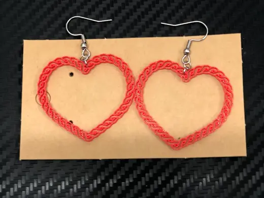 Knitted heart earrings
