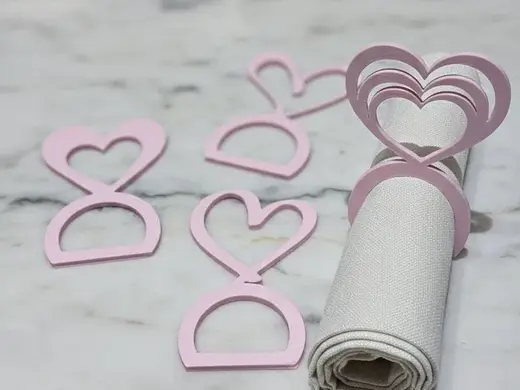 Heart Napkin Ring Set – 4 Minimal Romantic Designs