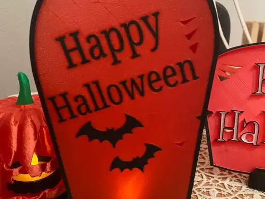 Happy Halloween Grabstein mit LED Kerze Modular