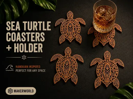 Sea Turtle Coasters + Holder