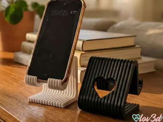 Modern Ribbed Phone Stand with Heart Detail
