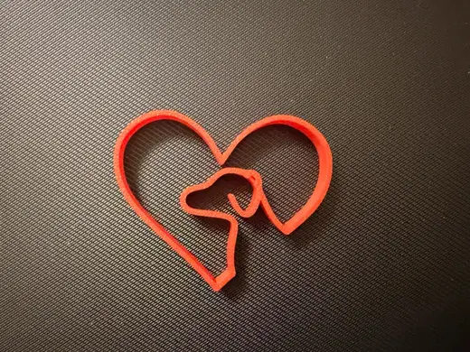 Dog Heart Outline – Minimal 3D Printed