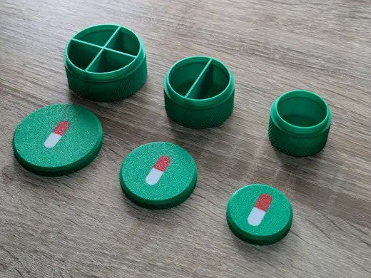 Travel Pill Container with 1, 2 or 4 Compartments