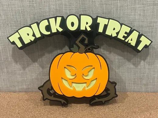 Glow in the Dark TRICK or TREAT 3D Sign