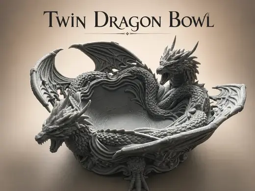 Twin Dragon Bowl – Fantasy Decorative Dragon Dish