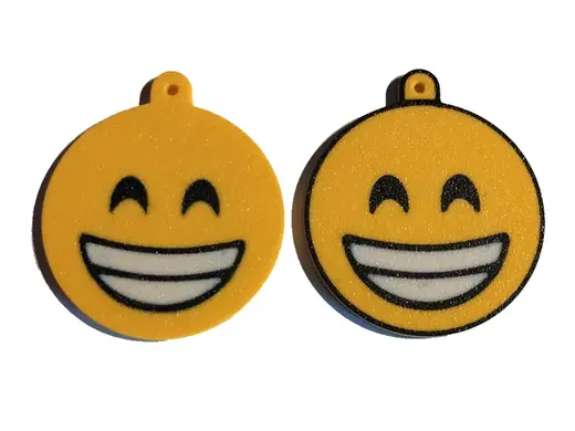 Emoji 2sided Keychain grinning face & smiling eyes