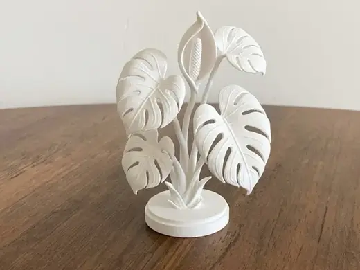 Monstera with Flower on Stand - Decorative Model