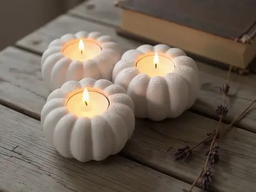 Autumnal pumpkin tealight holder for 3 tealights