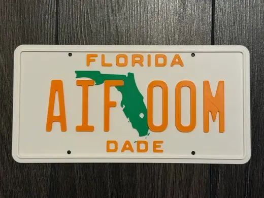 Miami Vice Ferrari Testarossa License Plate
