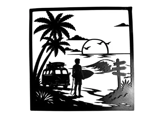 Surf and van life 2d wall art decoration