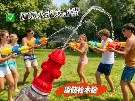 消防栓水枪 打水仗玩具 矿泉水瓶盖水枪 儿童户外玩具 夏天玩具