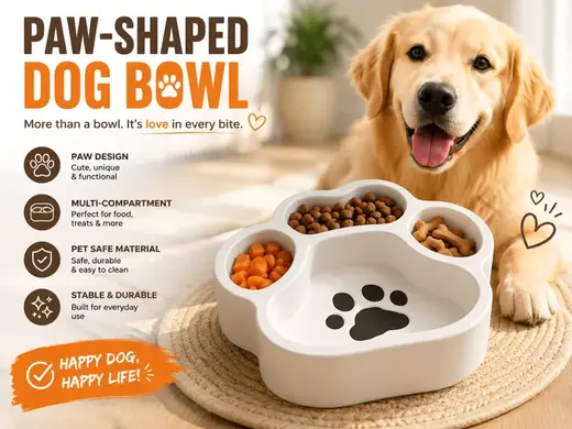 Paw-Shaped Pet Bowl - Dog Feeding Tray