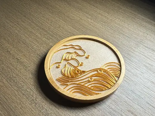 掐丝珐琅杯垫—海浪