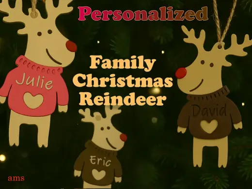 Personalized Family Reindeer – Christmas Baubles