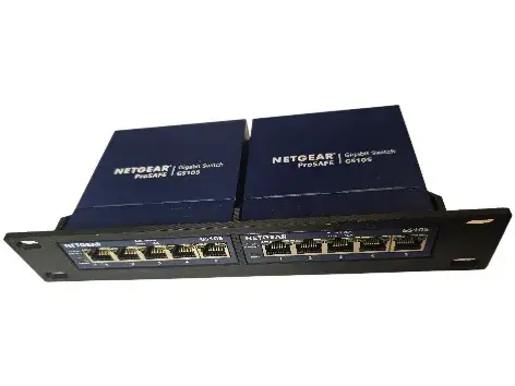 10" rack shelf Netgear GS105 x2 screwless