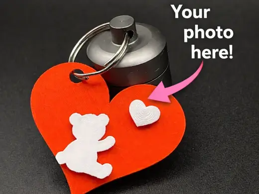Teddy Valentine's keychain (use your own photo!)